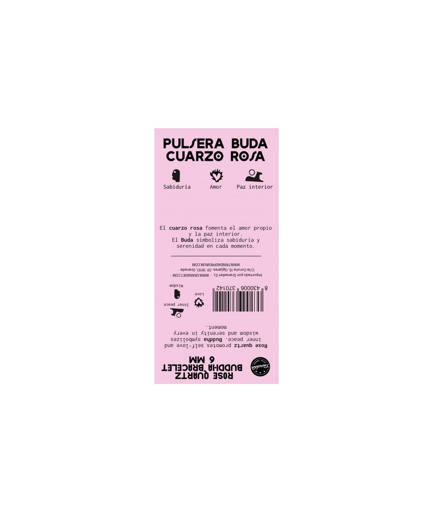 TRI.PULSERA CUARZO ROSA  BUDA 6 MM.