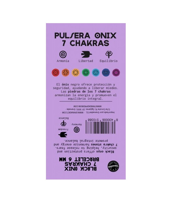 TRI.PULSERA ONIX 7 CHAKRAS 6 MM.