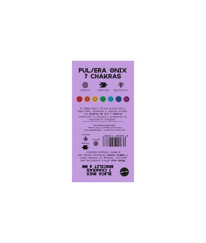 TRI.PULSERA ONIX 7 CHAKRAS 6 MM.