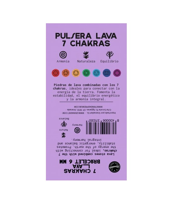 TRI.PULSERA LAVA 7 CHAKRAS 6 MM.