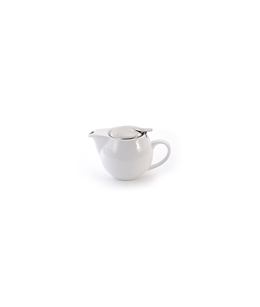 Esta tetera de porcelana blanca, de elegante diseño, es la compañera perfecta para el día a día. La tapa de acero inoxidable, c