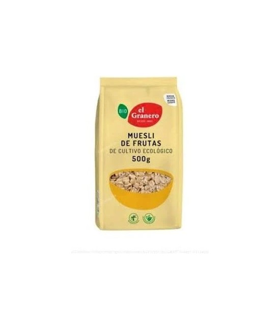 
MUESLI FRUTAS BIO, 500 g
Ref. 011829

Ingredientes: Cereales* 86% (copos de trigo* integrales y copos de avena * integrale