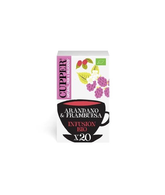 INFUSION ARANDANO Y FRAMBUESA BIO, 20 BOLSAS
Ref. 604079

Ingredientes: hibisco*, escaramujo*, ortiga*, raíz de regaliz*, ar