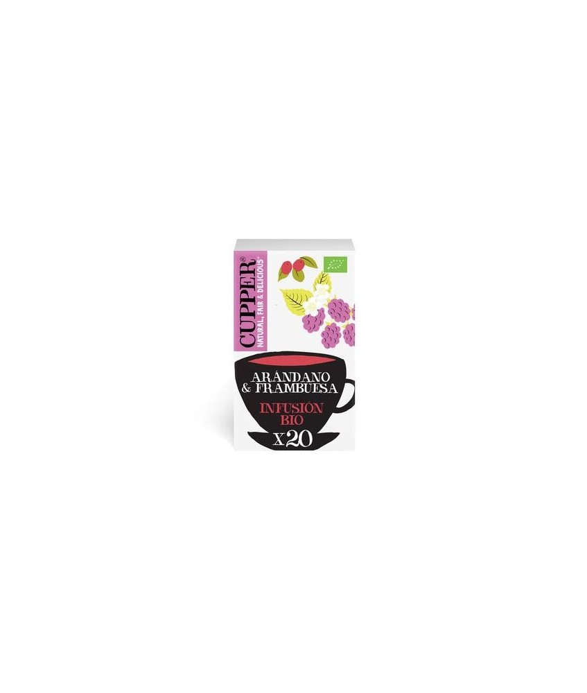 INFUSION ARANDANO Y FRAMBUESA BIO, 20 BOLSAS
Ref. 604079

Ingredientes: hibisco*, escaramujo*, ortiga*, raíz de regaliz*, ar