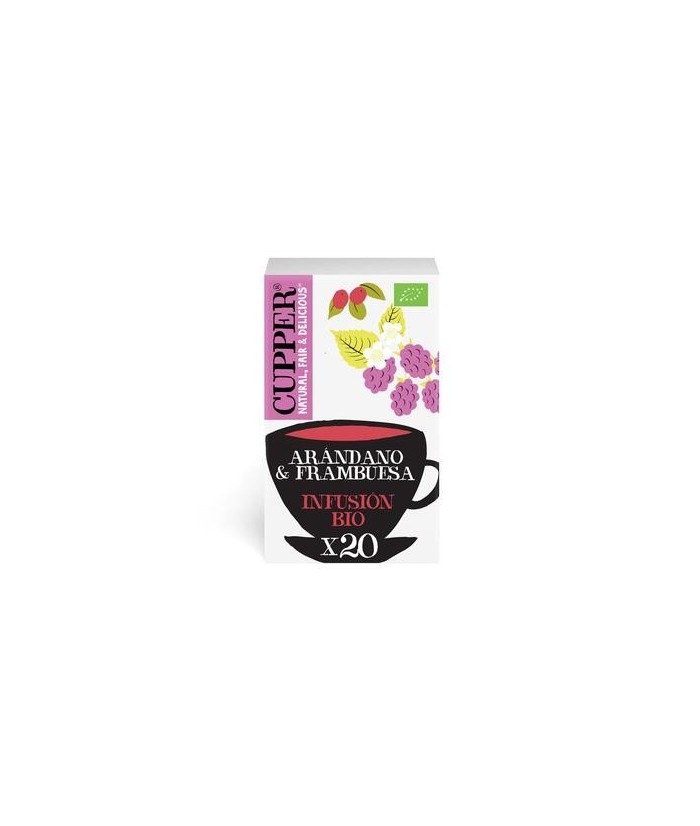INFUSION ARANDANO Y FRAMBUESA BIO, 20 BOLSAS
Ref. 604079

Ingredientes: hibisco*, escaramujo*, ortiga*, raíz de regaliz*, ar