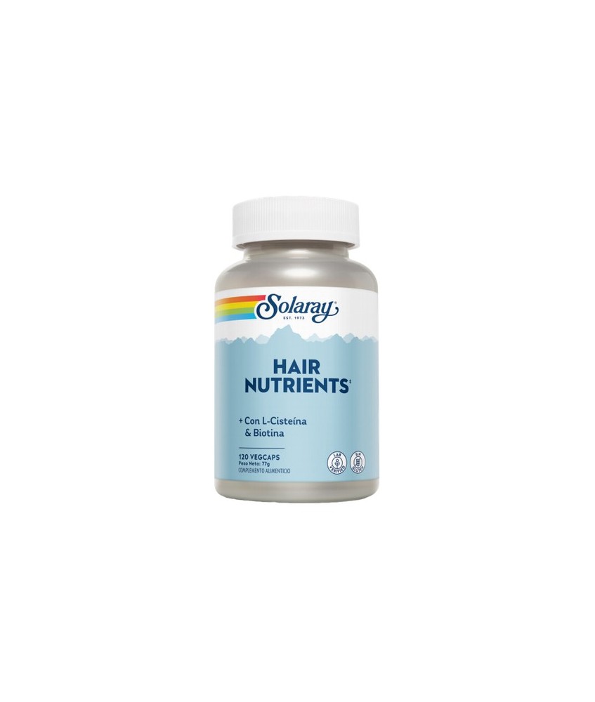 Hair Nutrients - 120 Vegcaps. Sin gluten.
Contenido medio (por VegCap)
Vitamina C 

100

mg

Ácido pantoténico

100
