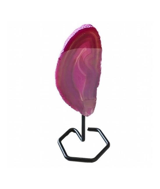 Chapa de Ágata Rosa sobre base de metal de 4mm de grosor.

Origen: Brasil

Altura: 15 cm aprox.