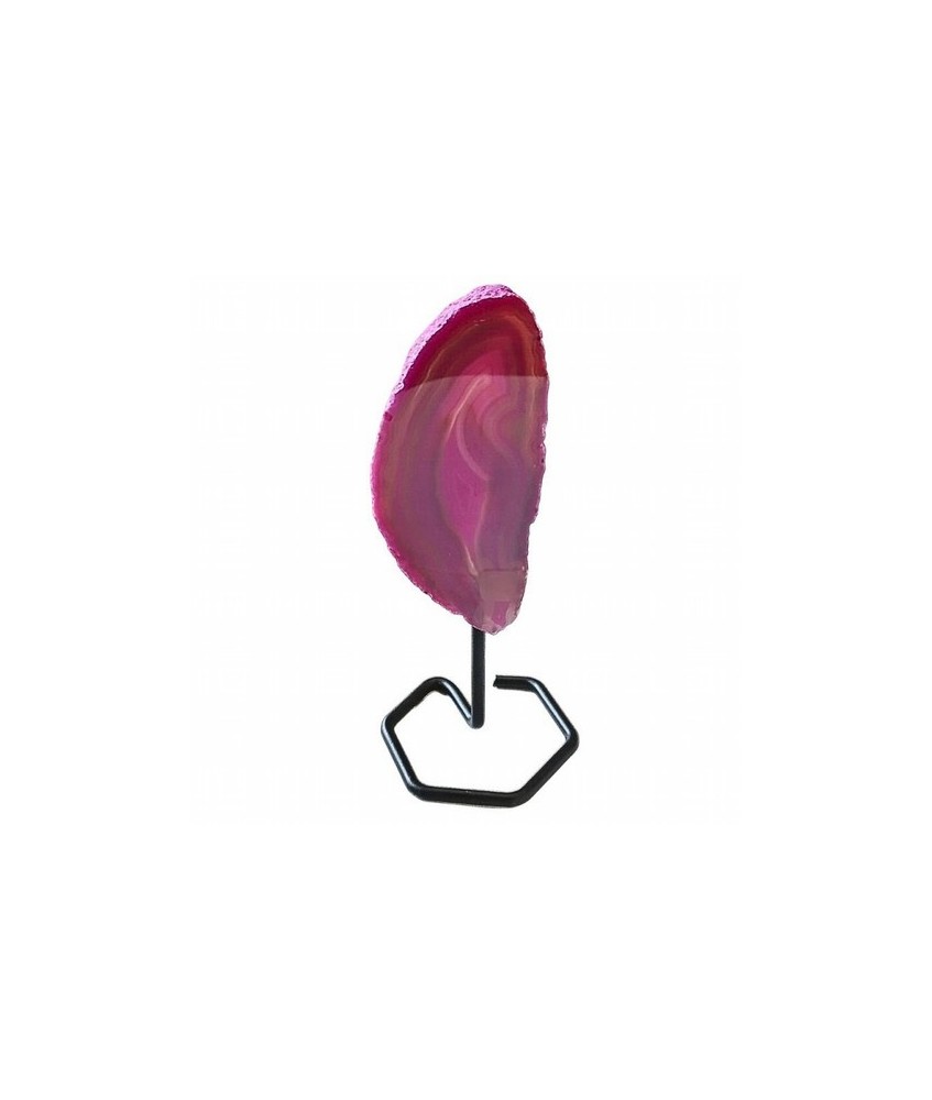 Chapa de Ágata Rosa sobre base de metal de 4mm de grosor.

Origen: Brasil

Altura: 15 cm aprox.