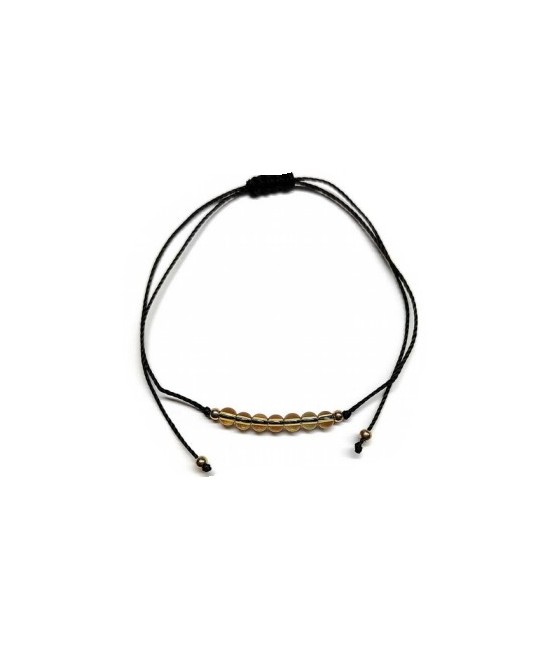 KU.PULSERA CITRINO HILO NEGRO BOLA 4 MM.