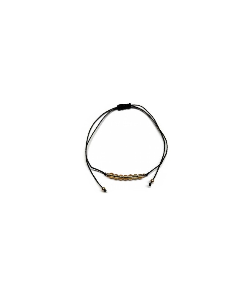 KU.PULSERA CITRINO HILO NEGRO BOLA 4 MM.