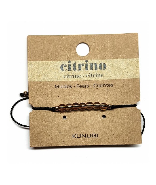 KU.PULSERA CITRINO HILO NEGRO BOLA 4 MM.