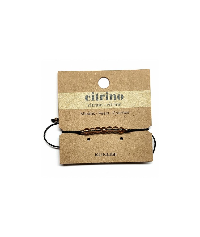 KU.PULSERA CITRINO HILO NEGRO BOLA 4 MM.