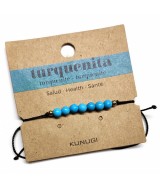 Pulsera de bolas de Turquenita de 4mm en hilo negro ajustable.

Tarjeta exclusiva en 3 idiomas.