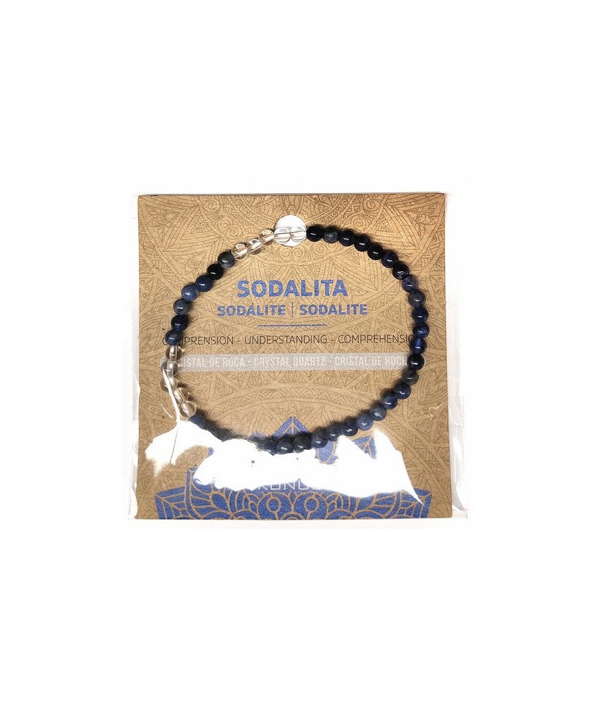 Pulsera de Sodalita y Cristal de Roca en bolas de 4mm.

En goma elástica.

Tarjeta exclusiva en 3 idiomas.