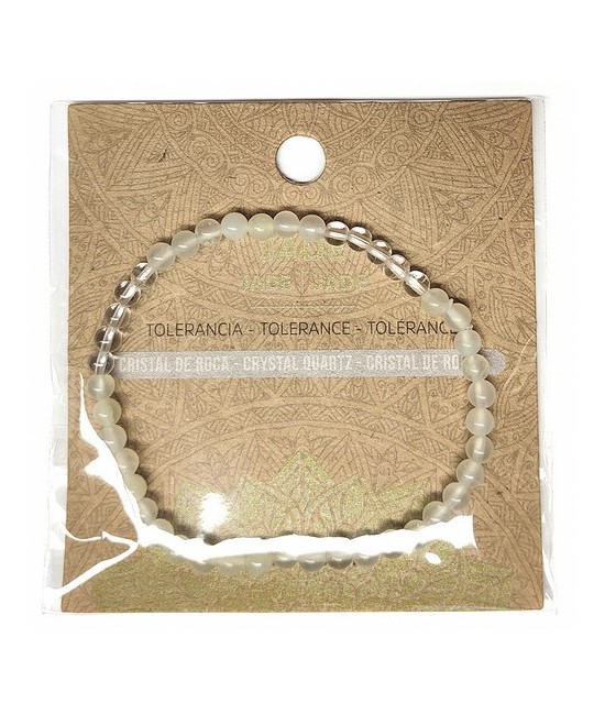 Pulsera de Jade y Cristal de Roca en bolas de 4mm.

En goma elástica.

Tarjeta exclusiva en 3 idiomas.
