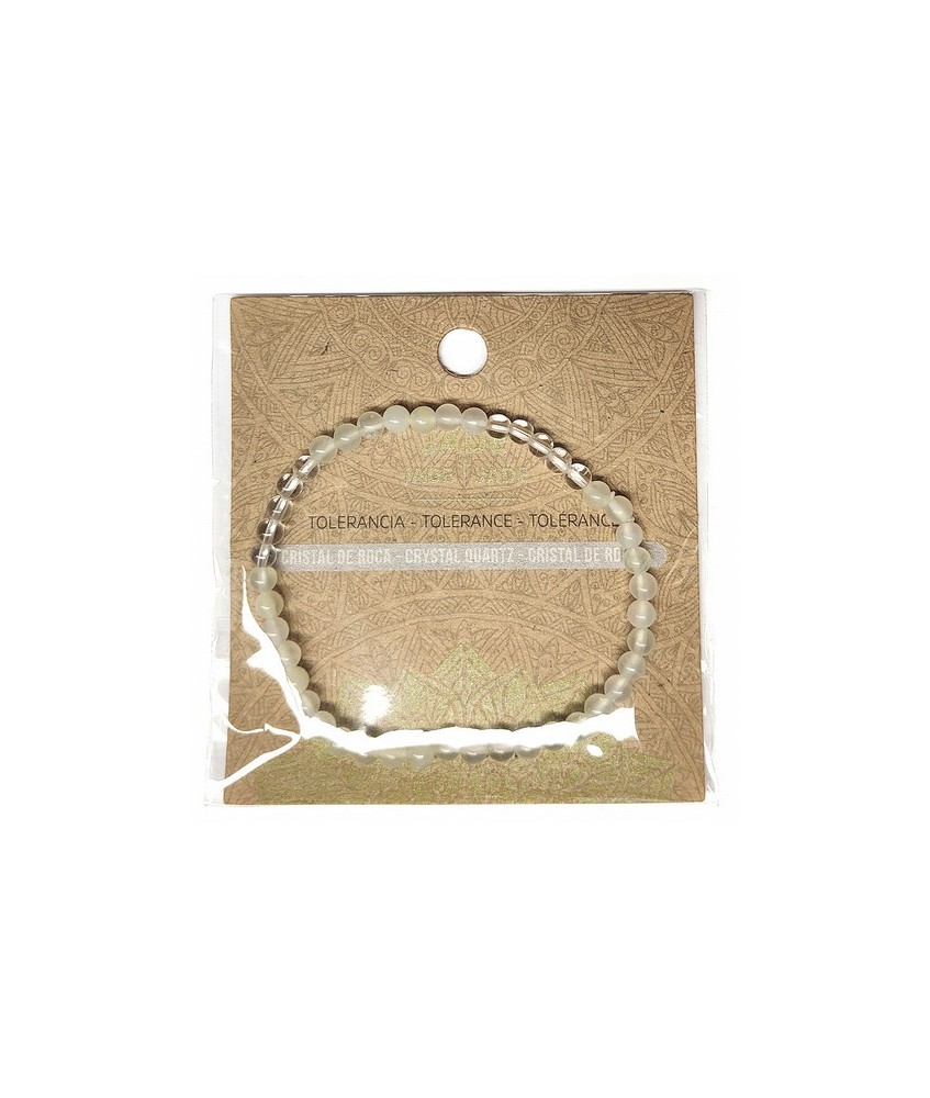 Pulsera de Jade y Cristal de Roca en bolas de 4mm.

En goma elástica.

Tarjeta exclusiva en 3 idiomas.