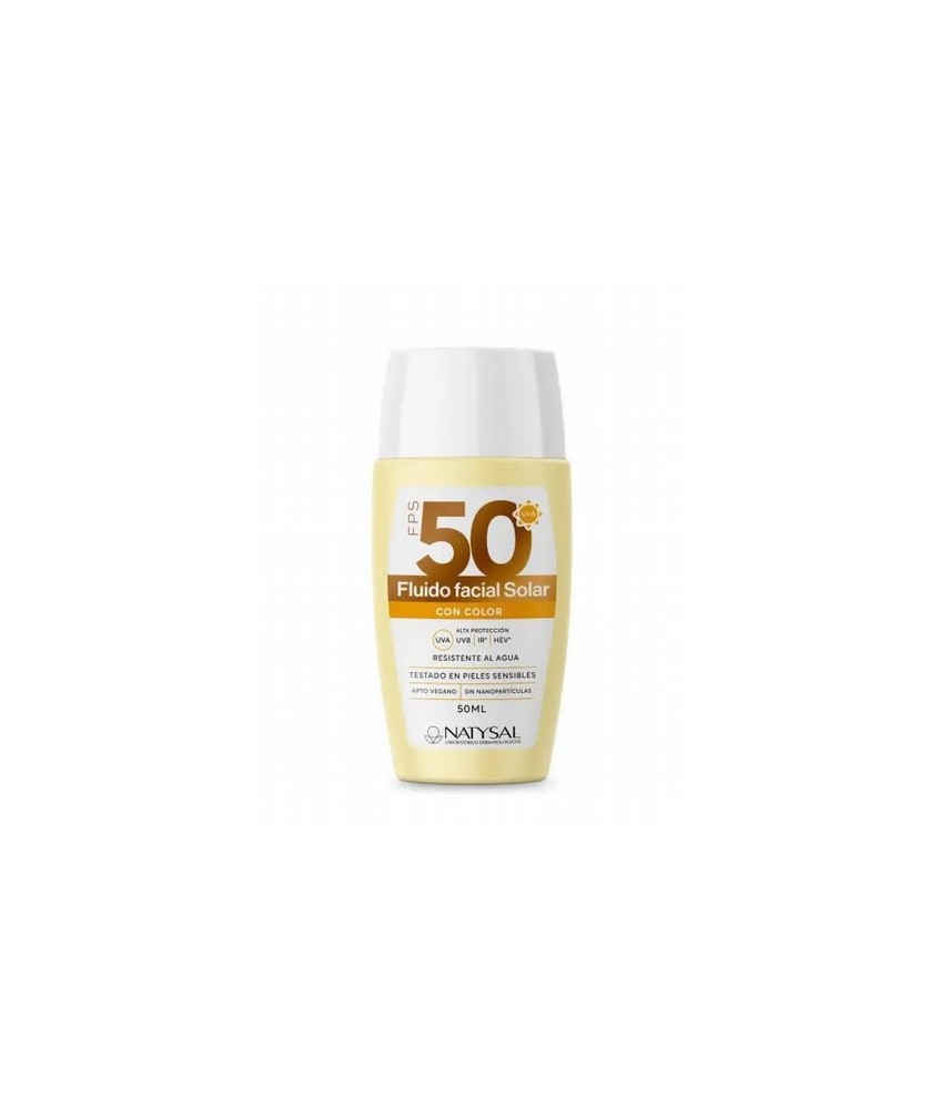 Fluido Solar Facial FPS50+ de Natysal ofrece una protección ultaligera para ti piel. Su fórmula enriquecida con antioxidantes c