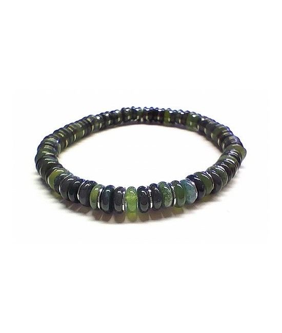 Pulsera de hombre de Ágata Musgo (6mm).

En goma elástica.