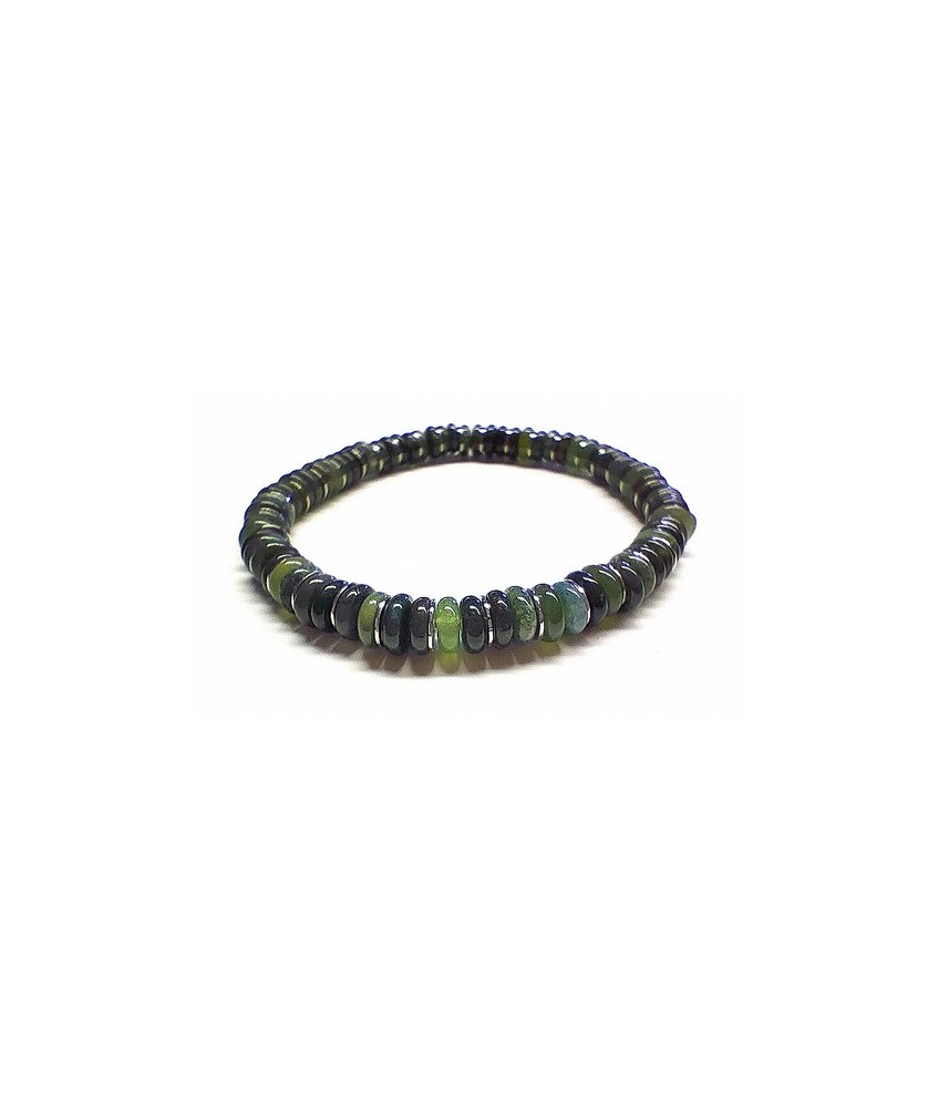 Pulsera de hombre de Ágata Musgo (6mm).

En goma elástica.