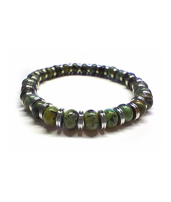 Pulsera de Turquesa para hombre (8mm).

En goma elástica.