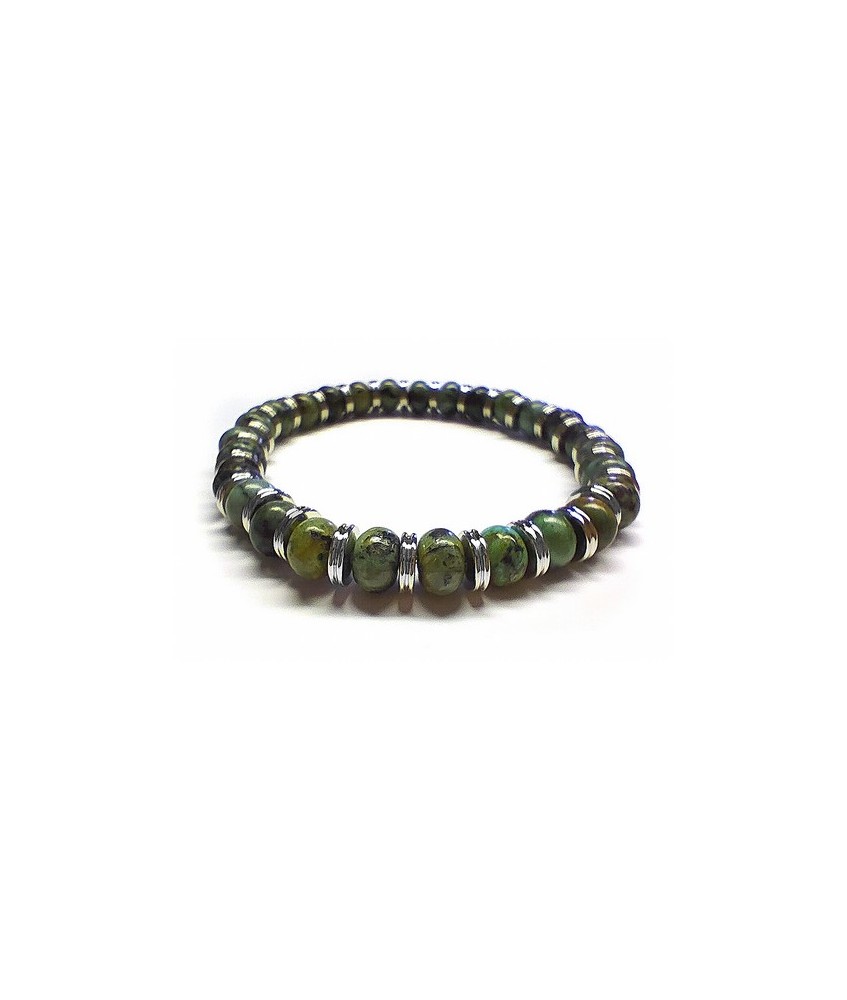 Pulsera de Turquesa para hombre (8mm).

En goma elástica.