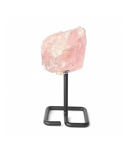 Cuarzo Rosa en pie metálico.

Altura total: 12 cm. aprox.

Peso de las piezas: 200g aprox.