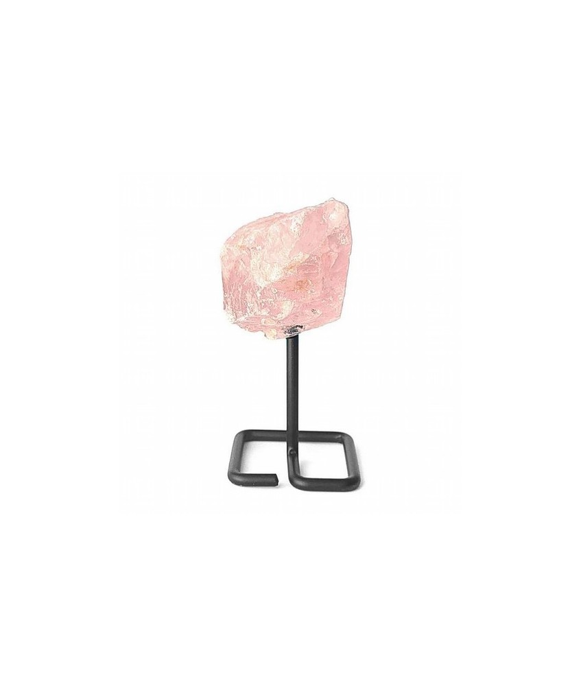 Cuarzo Rosa en pie metálico.

Altura total: 12 cm. aprox.

Peso de las piezas: 200g aprox.