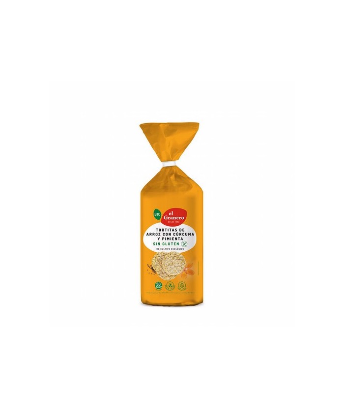 TORTITAS DE ARROZ CON CURCUMA Y PIMIENTA SIN GLUTEN BIO, 115 g
Ref. 016845

Ingredientes: arroz integral* 97,8%, cúrcuma* 1,