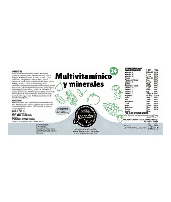 Cápsulas Multivitamínicas y Minerales. Complemento alimenticio diseñado para apoyar tu bienestar diario. Cada cápsula aporta vi