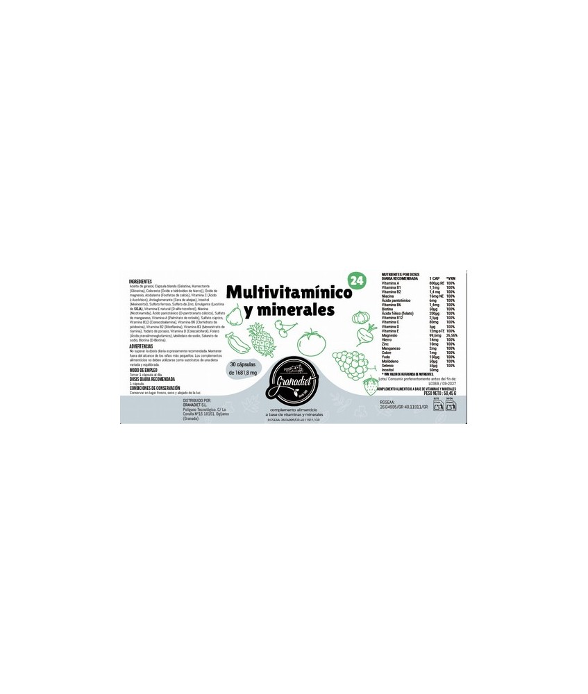 Cápsulas Multivitamínicas y Minerales. Complemento alimenticio diseñado para apoyar tu bienestar diario. Cada cápsula aporta vi
