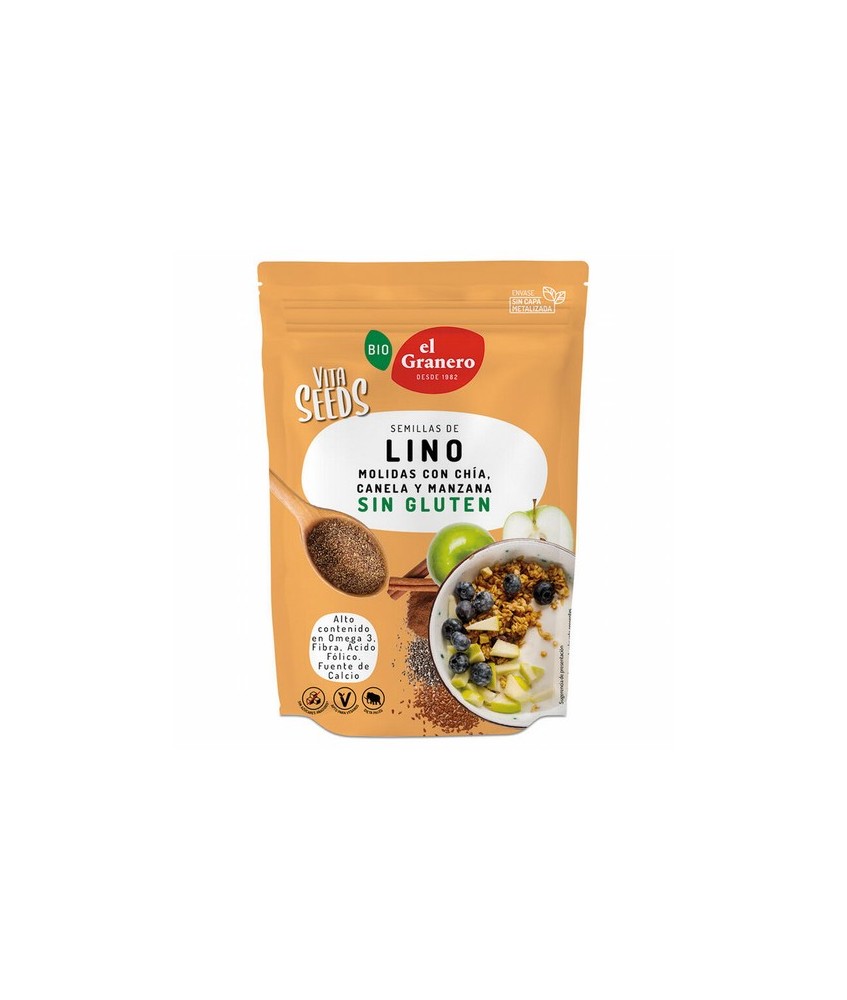 VITASEEDS SEMILLAS DE LINO, CHIA. MANZANA Y CANELA BIO, 200 g
Ref. 019124

Ingredientes: semillas de lino marrón* molidas 78