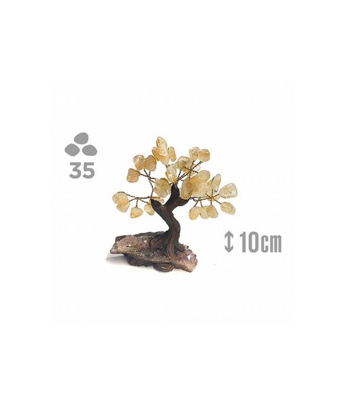Árbol compuesto de 35 piedras de Citrino (de 1cm aprox).

Base de drusa de Amatista.

Medida: 10cm de alto aprox.