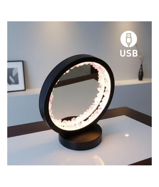 Lámpara de mesa/escritorio redonda y negra de Amatista con función espejo.

Iluminación LED fácil y rápida mediante cable USB