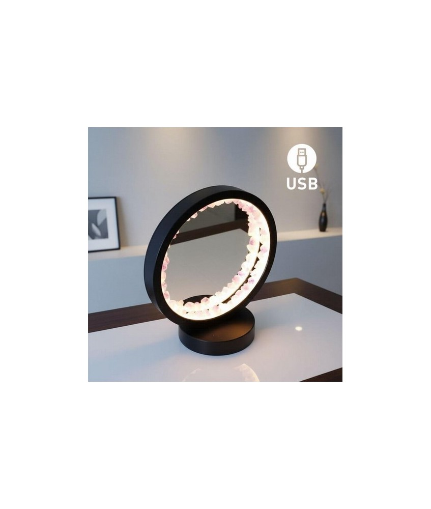 Lámpara de mesa/escritorio redonda y negra de Amatista con función espejo.

Iluminación LED fácil y rápida mediante cable USB