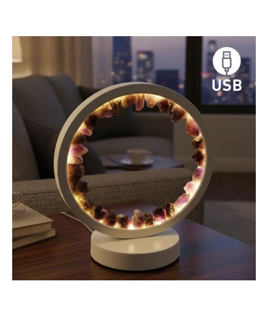 Lámpara de mesa/escritorio redonda de Amatista en color blanco.

Iluminación LED fácil y rápida mediante cable USB.

Esta l