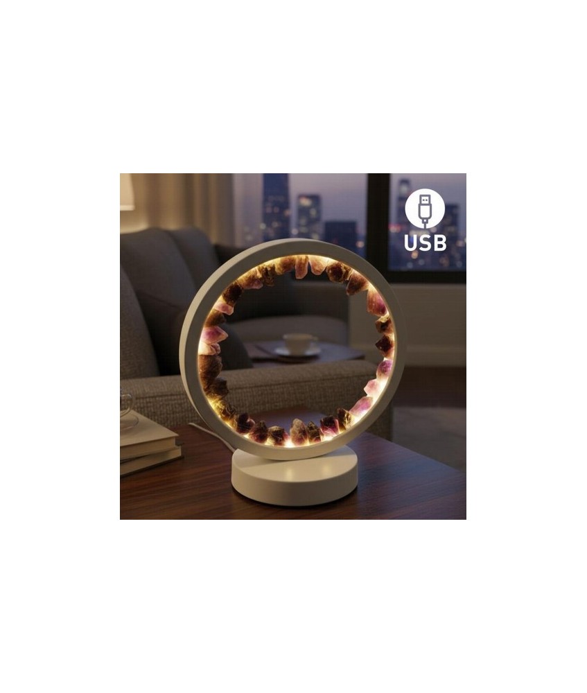 Lámpara de mesa/escritorio redonda de Amatista en color blanco.

Iluminación LED fácil y rápida mediante cable USB.

Esta l
