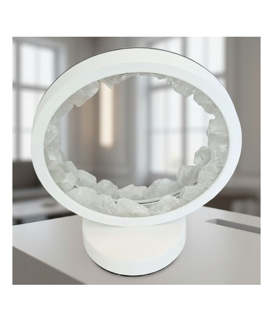 KU.LAMPARA MESA CUARZO CRISTAL REDONDA ESPEJO