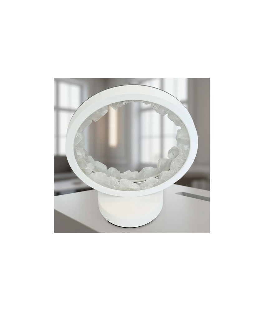 KU.LAMPARA MESA CUARZO CRISTAL REDONDA ESPEJO