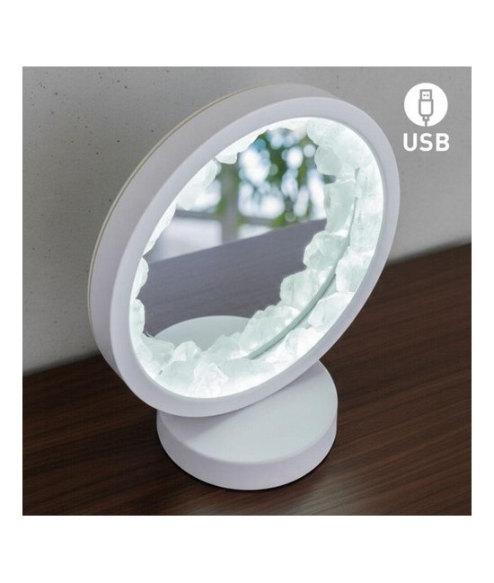 Lámpara de mesa redonda y blanca de Cristal de Roca con función espejo.

Iluminación LED fácil y rápida mediante cable USB.
