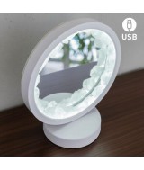 Lámpara de mesa redonda y blanca de Cristal de Roca con función espejo.

Iluminación LED fácil y rápida mediante cable USB.

