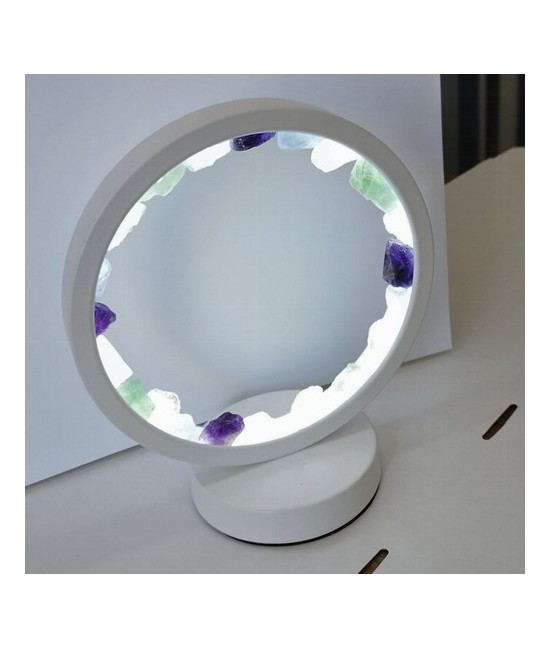 KU.LAMPARA MESA FLUORITA BLANCA REDONDA