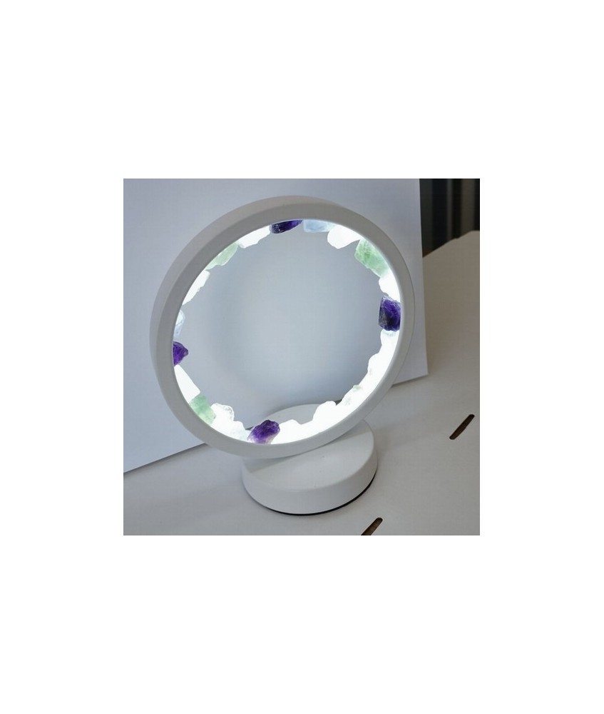 KU.LAMPARA MESA FLUORITA BLANCA REDONDA