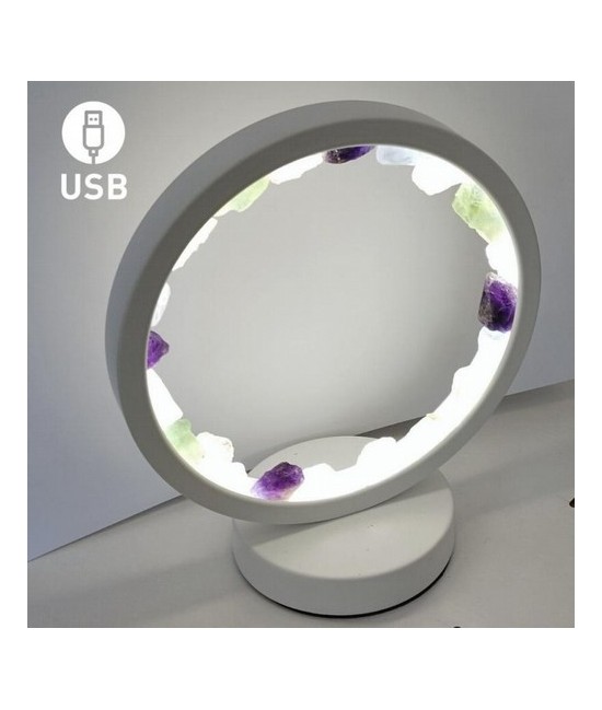 Lámpara de mesa/escritorio redonda de Fluorita en color blanco.

Iluminación LED fácil y rápida mediante cable USB.

Esta l