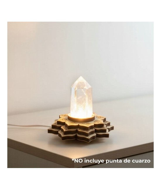 KU.BASE MADERA FLOR LOTO LED