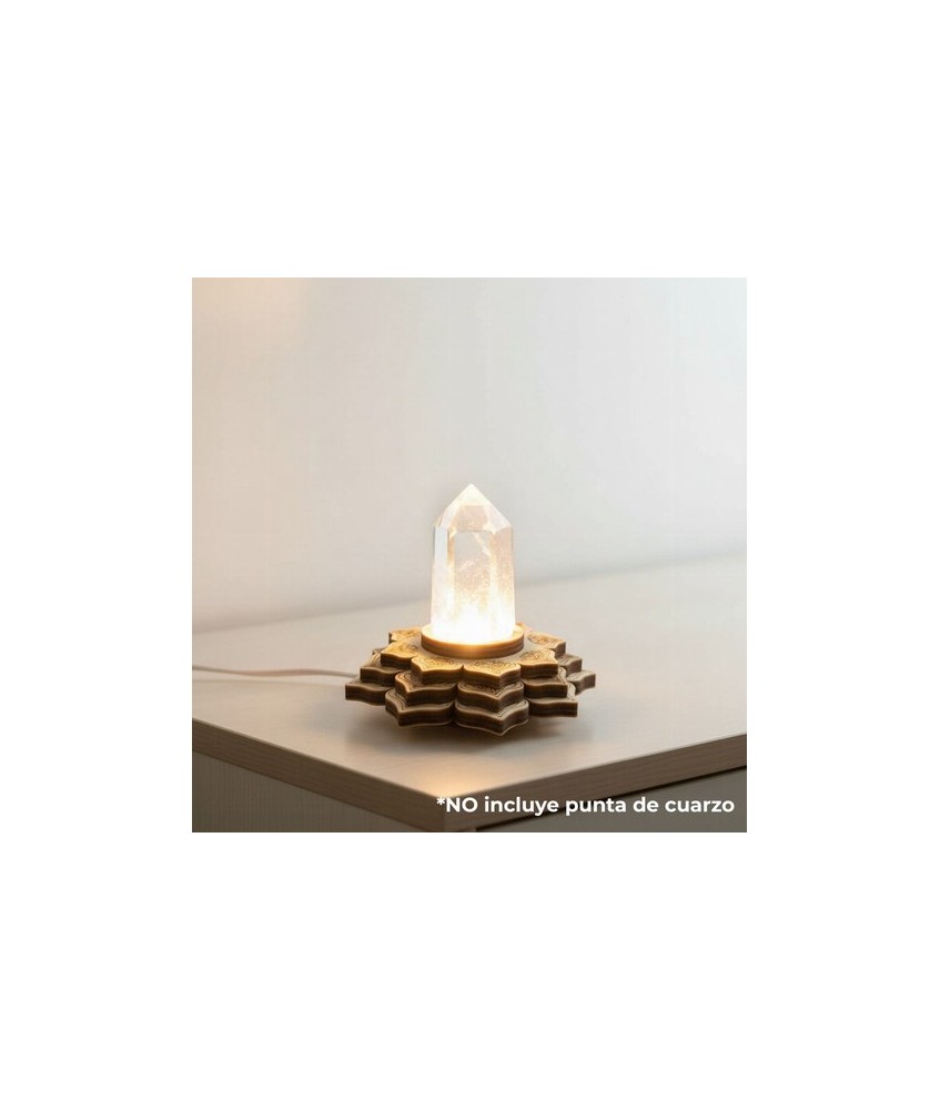 KU.BASE MADERA FLOR LOTO LED
