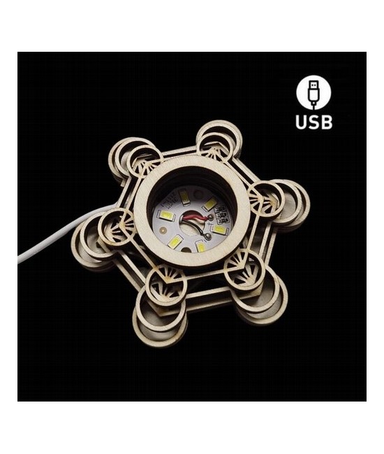 Base de Madera 6 Led Blanca USB con el símbolo del Metatron.

Incluye cable USB

No incluye adaptador de corriente

Ilumi