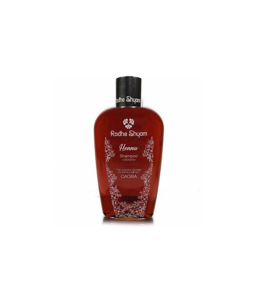 EL Shampoo Colorante Caoba a la Henna Radhe Shyam, esta recomendado para mantener la coloración por la aplicación de la Henna C