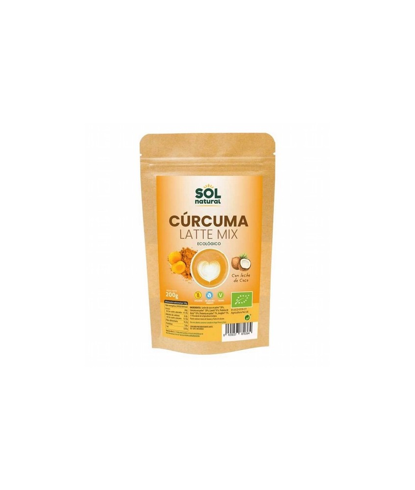 CURCUMA LATTE MIX BIO 200G SOL NATURAL
Preparado de cúrcuma en polvo con leche de coco, para la preparación del novedoso Curcu