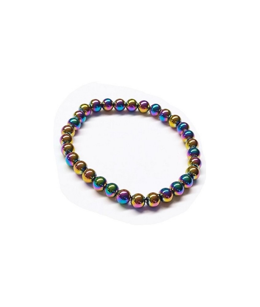 Pulsera de Hematite Arcoiris (6mm).

En goma elástica.