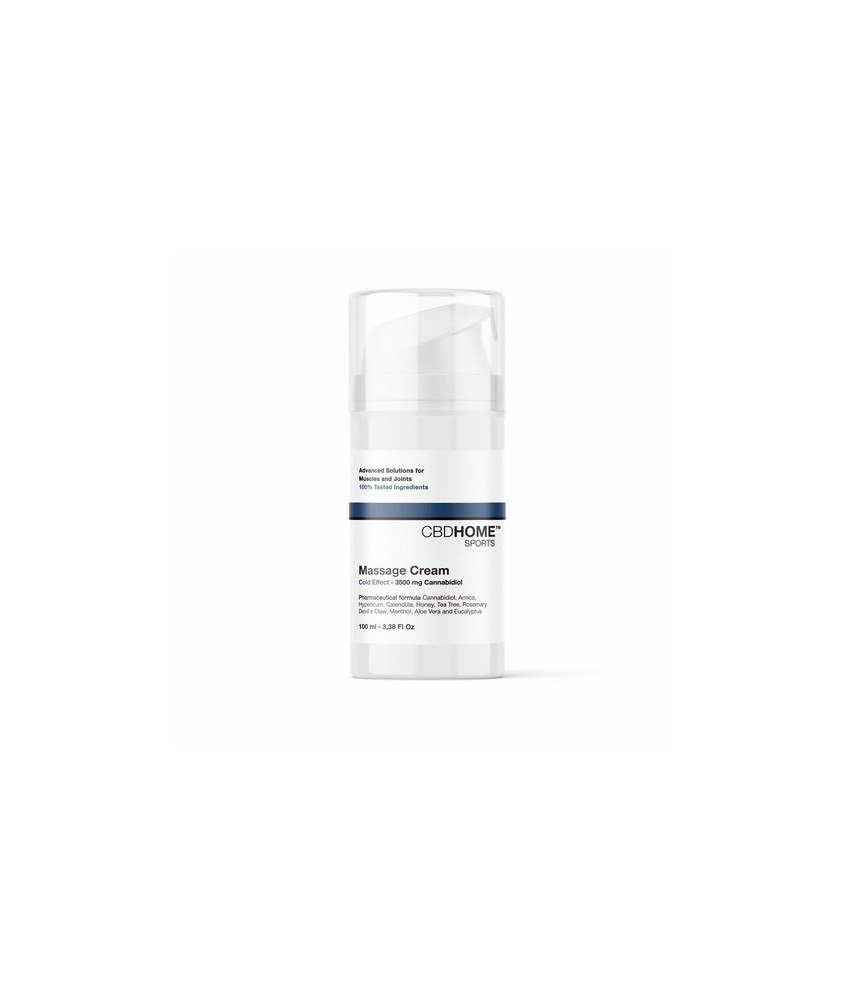 Esta Crema de Masaje Efecto Frío, en formato de 100 ml, con 3500 mg de CBD y CBG está formulada para aliviar rápidamente el dol